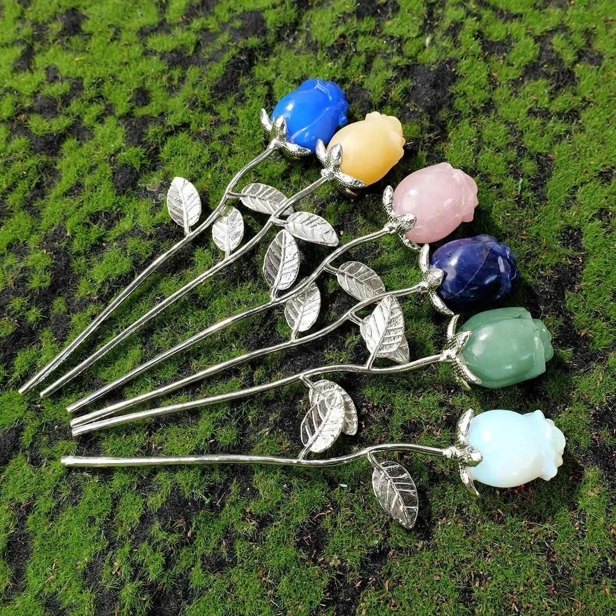 1pc Natural crystal raw stone semi precious stone rose decoration Valentine's Day wedding decoration crystal crafts gift - SeeSeeSee