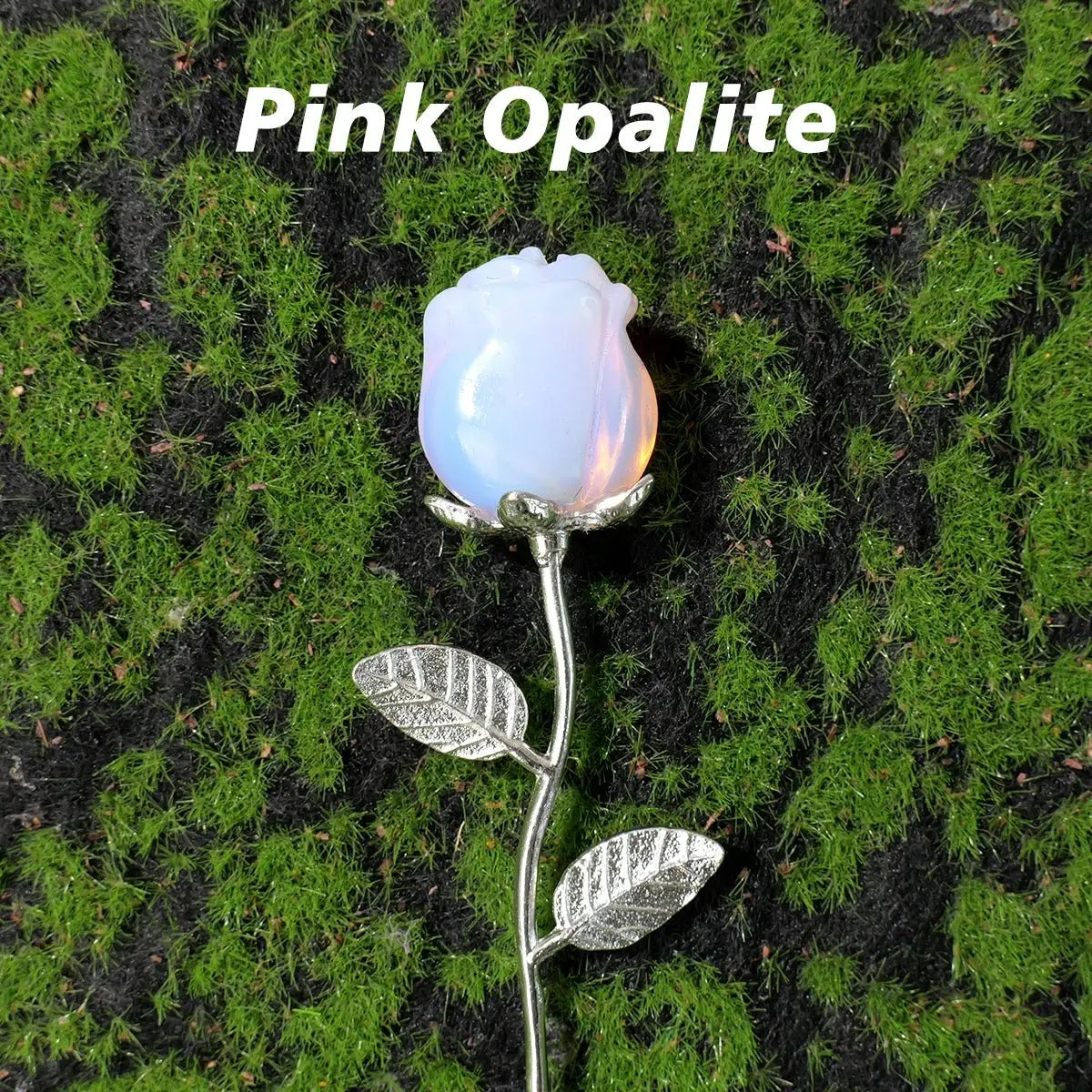 1pc Natural crystal raw stone semi precious stone rose decoration Valentine's Day wedding decoration crystal crafts gift - SeeSeeSee