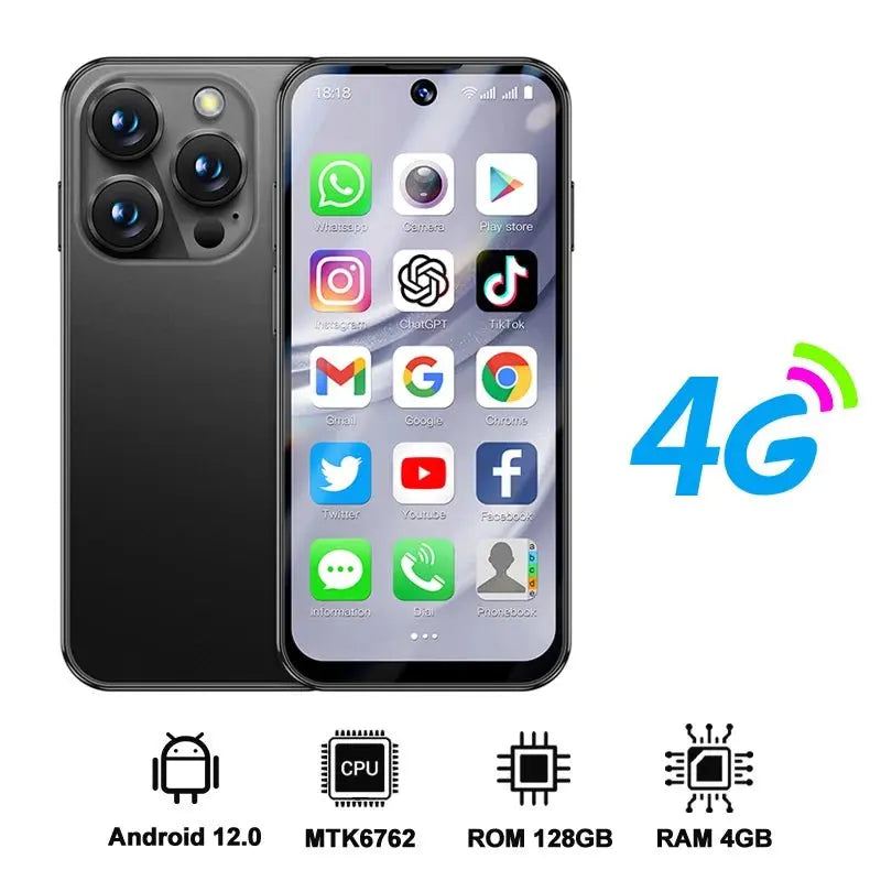 2025 NEW mini Android Smartphone 3.88" HD Display,4G LTE/3G WCDMA,4GB+128GB/2GB+16GB,2000mAh Battery Small Mobile Phone Unlocked - SeeSeeSee
