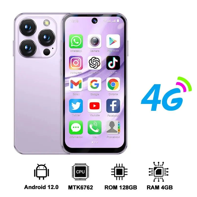 2025 NEW mini Android Smartphone 3.88" HD Display,4G LTE/3G WCDMA,4GB+128GB/2GB+16GB,2000mAh Battery Small Mobile Phone Unlocked - SeeSeeSee