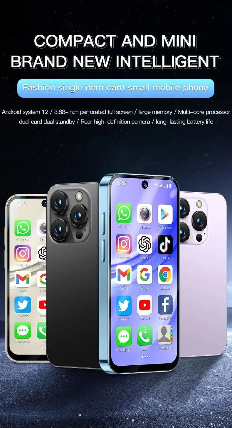 2025 NEW mini Android Smartphone 3.88" HD Display,4G LTE/3G WCDMA,4GB+128GB/2GB+16GB,2000mAh Battery Small Mobile Phone Unlocked - SeeSeeSee