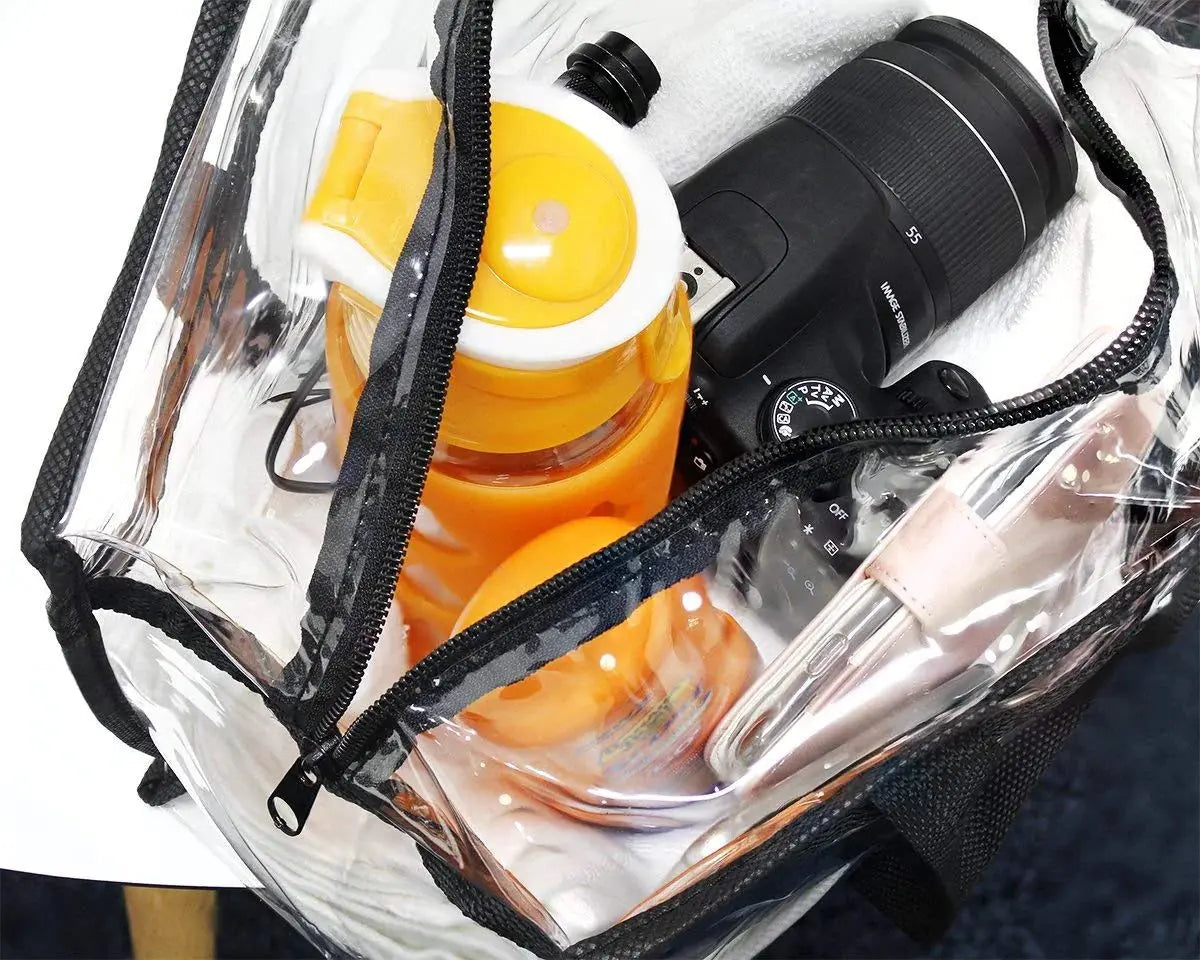 2x Clear PVC Tote Bag Women Large Transparent Handbag Zip Purse Stadium Security See