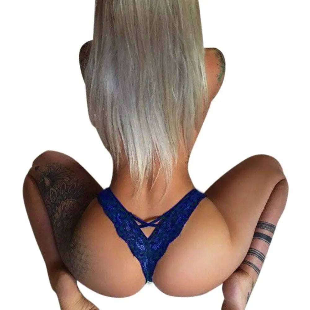 4 Pack Women Sexy Lace Underwear Lingerie Panties G - String Brief Thong Plus Size - SeeSeeSee