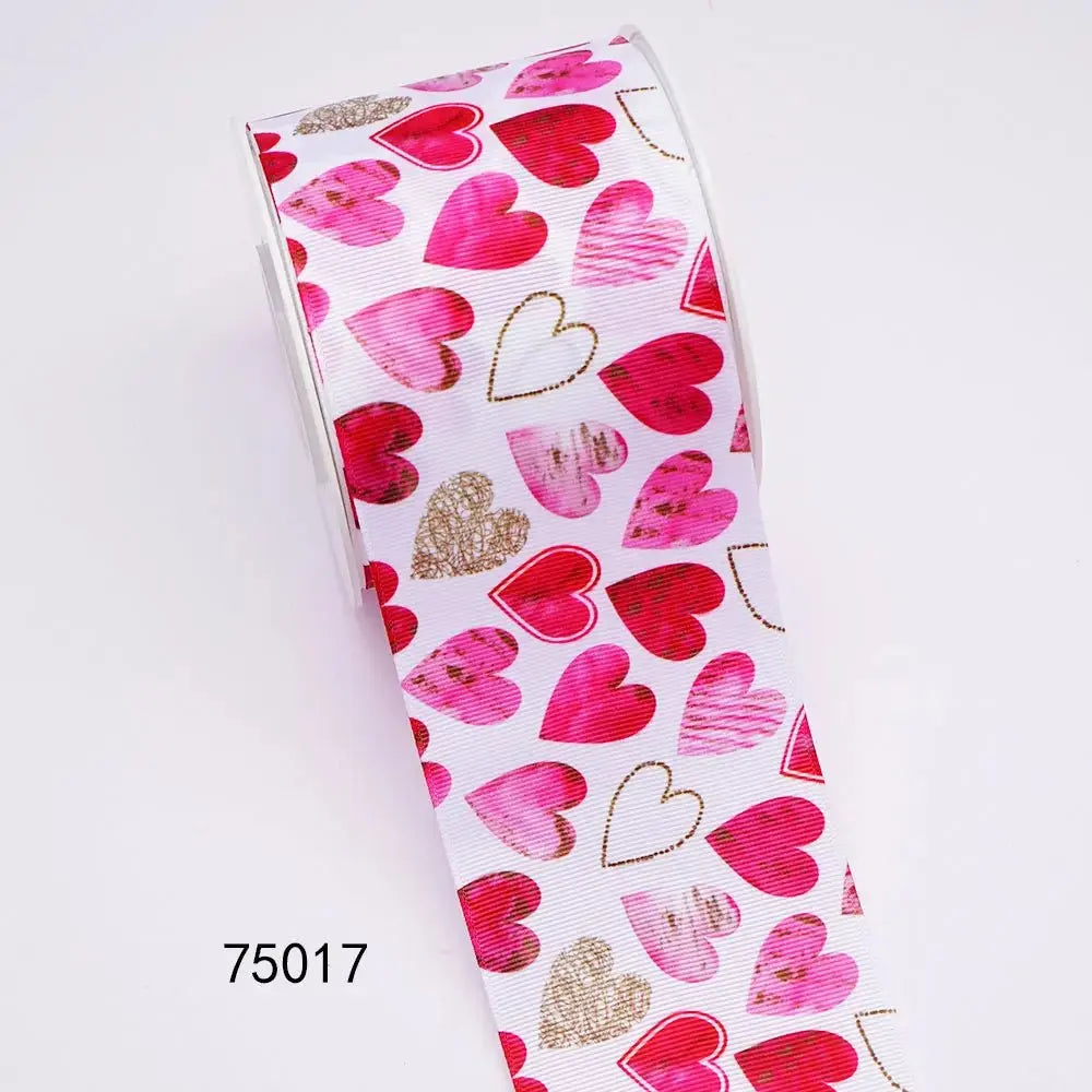 5 Yards 3inch 75mm of Valentine's Day flowers Printed Ribbon For Hair Bows DIY Crafts Handmade Accessories 75016 - SeeSeeSee