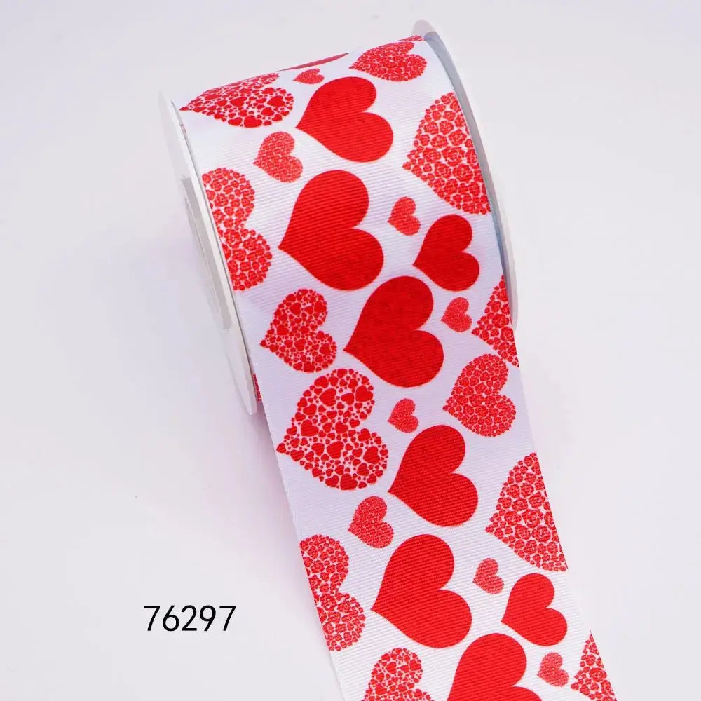 5 Yards 3inch 75mm of Valentine's Day flowers Printed Ribbon For Hair Bows DIY Crafts Handmade Accessories 75016 - SeeSeeSee
