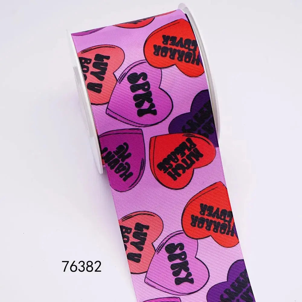 5 Yards 3inch 75mm of Valentine's Day flowers Printed Ribbon For Hair Bows DIY Crafts Handmade Accessories 75016 - SeeSeeSee