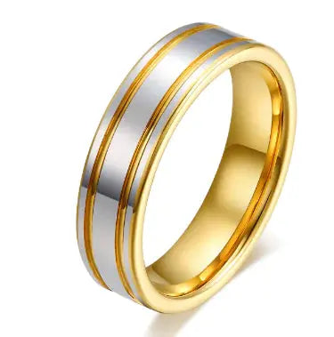 18K Tungsten Gold Men's and Women's Ring Pair