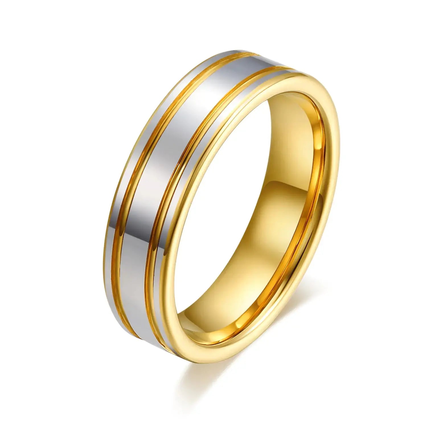18K Tungsten Gold Men's and Women's Ring Pair