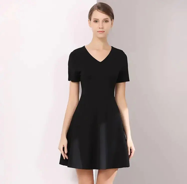 A - line Black Dress for Women - Basic Summer Suit - SeeSeeSee