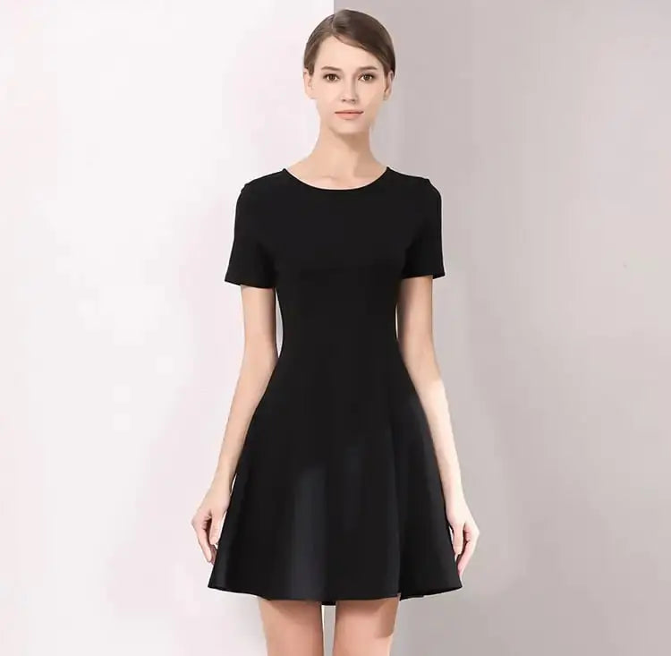 A - line Black Dress for Women - Basic Summer Suit - SeeSeeSee