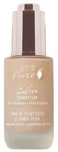 100% PURE 2nd Skin Lightweight Serum Foundation Anti-Aging Face Makeup - Blendable Coverage Liquid Hydration Boost for Soft Plumped Up Glow Vegan Shade 5 (Neutral w/Peachy Undertone) - 1.18 Fl Oz