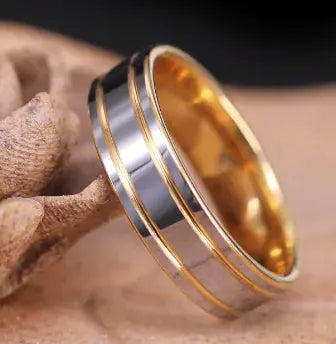 18K Tungsten Gold Men's and Women's Ring Pair