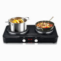 1800W Electric Hot Plate for Cooking Double Burner with 7.2"&6.1" Aluminum Heating Plate Portable Cooking Stove Adjustable Temperature Controls Easy to Clean Compatible for All Cookwares