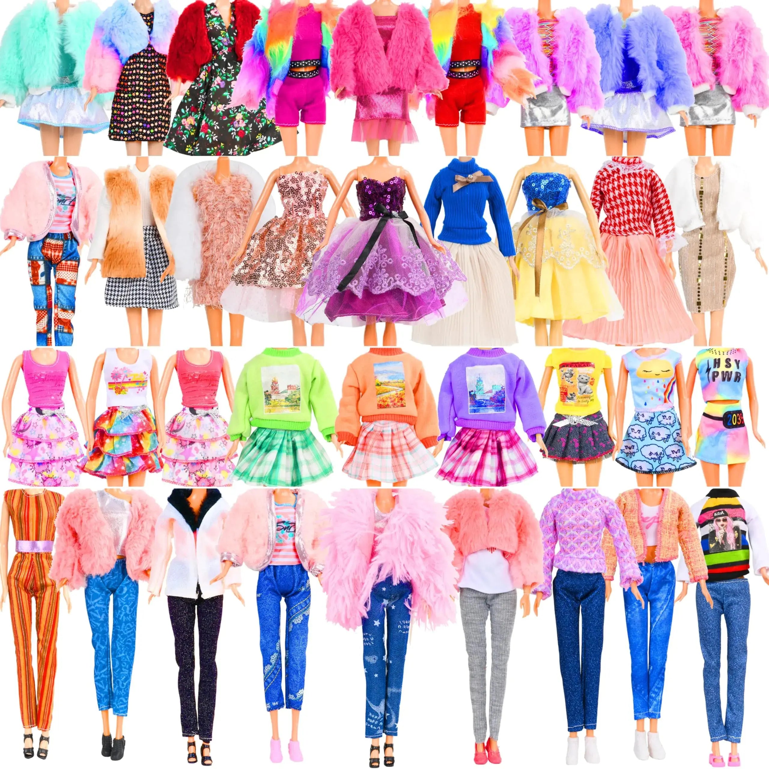 28Pcs Doll Clothes and Accessories Including Winter Coats Jackets Fashion Dresses Tops and Pants Shoes for 11-12 Inch Dolls Dress up Toys Xmas Stocking Stuffers for Girls