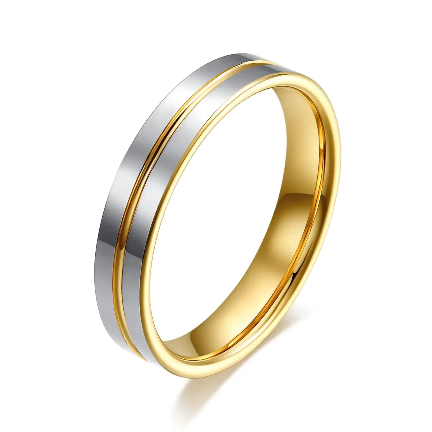 18K Tungsten Gold Men's and Women's Ring Pair
